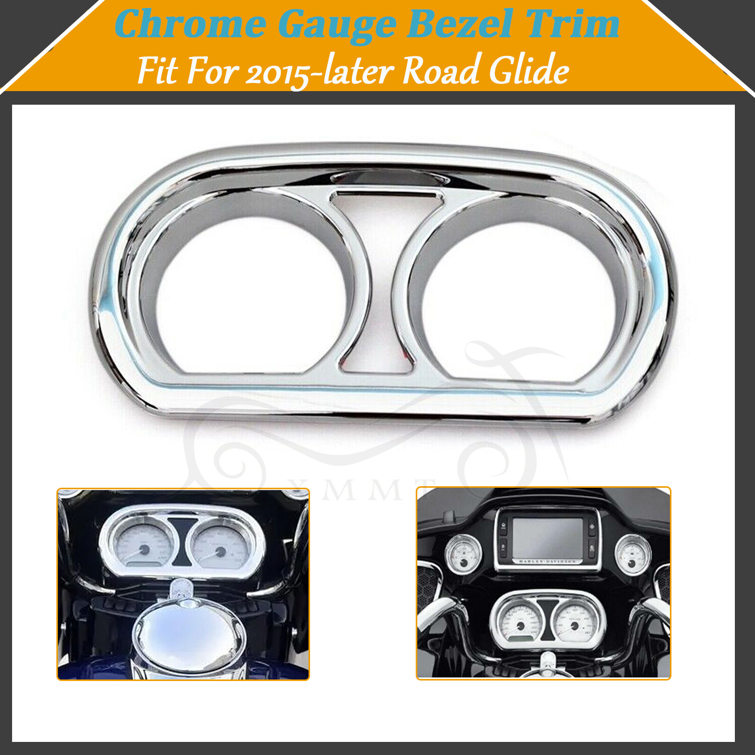 Chrome Gauge Bezel Trim Fit For Harley 15-22 Road Glide Ultra FLTRU FLTRX FLTRXS