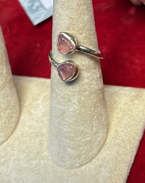 Rose Quartz thumb ring sterling silver size 5