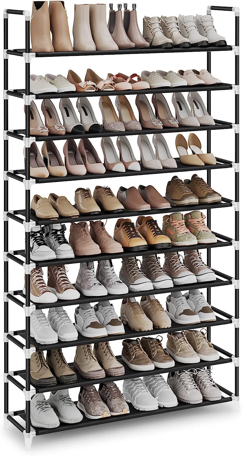 Large Shoe Rack Organizer Storage Pairs Shoes Shelves Space 10 Tier 50 Pairs BK