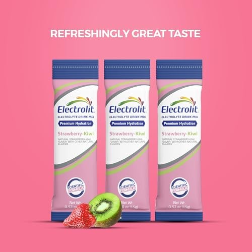 Electrolytes Powder Packets 8 Pack, Powdered Hydration Packets Strawberry Kiwi