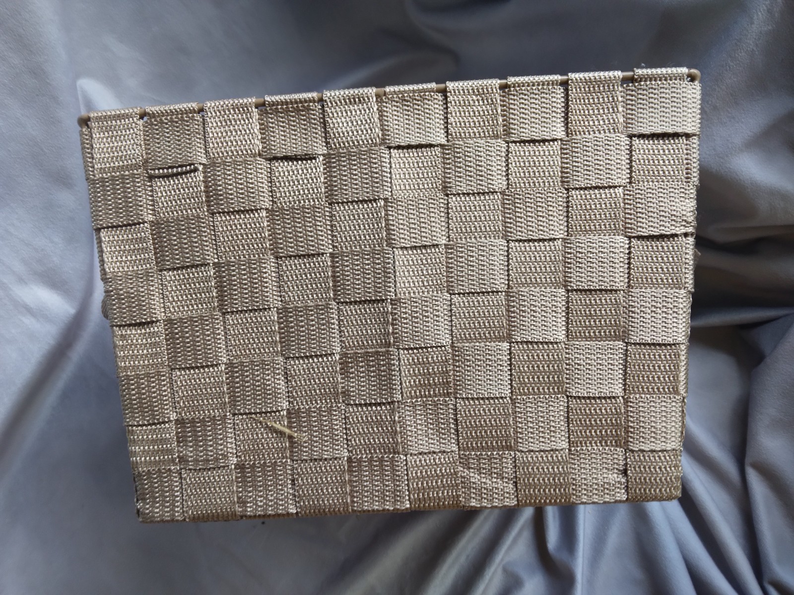 Woven Polyester? Cloth Basket, Size Approx 11.5" long X 9.5" wide X 7.5" deep