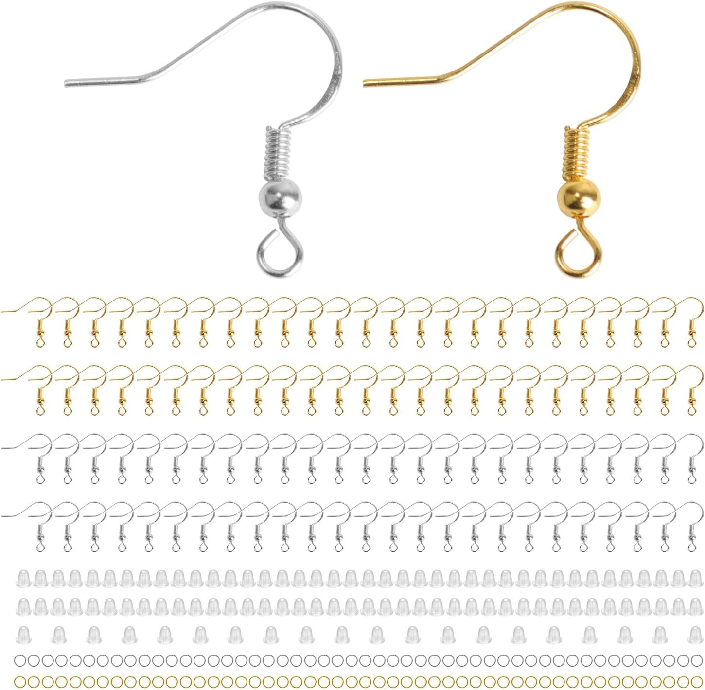 300PCS 925 Sterling Silver Earring Hooks, Gold Earring Hooks, Stainless Steel Ea