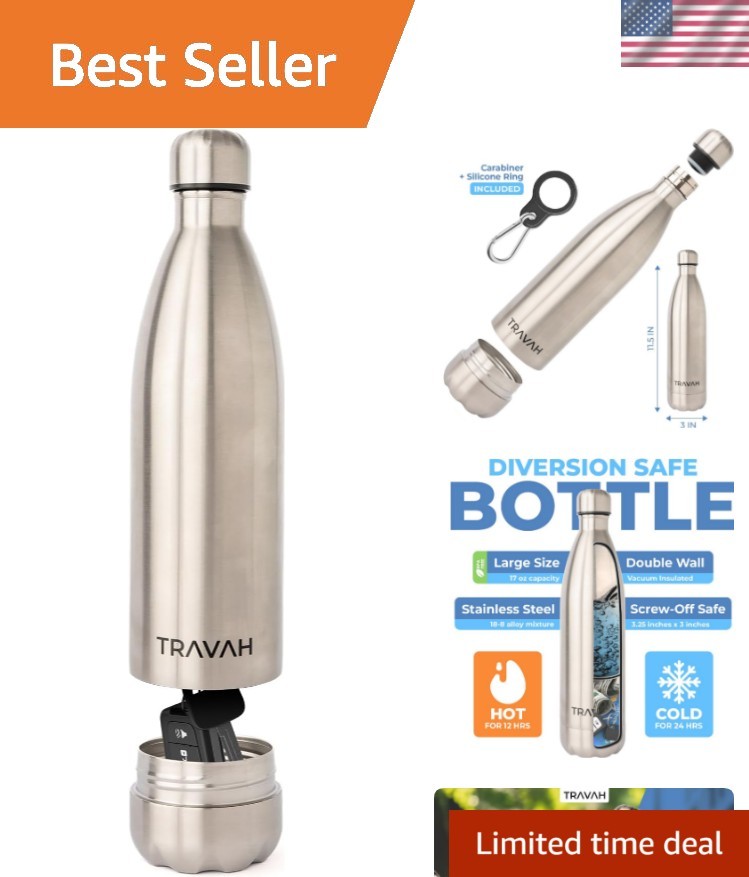 Diversion Water Bottle Safe for Travel and Home - Leak Proof Stainless Steel ...