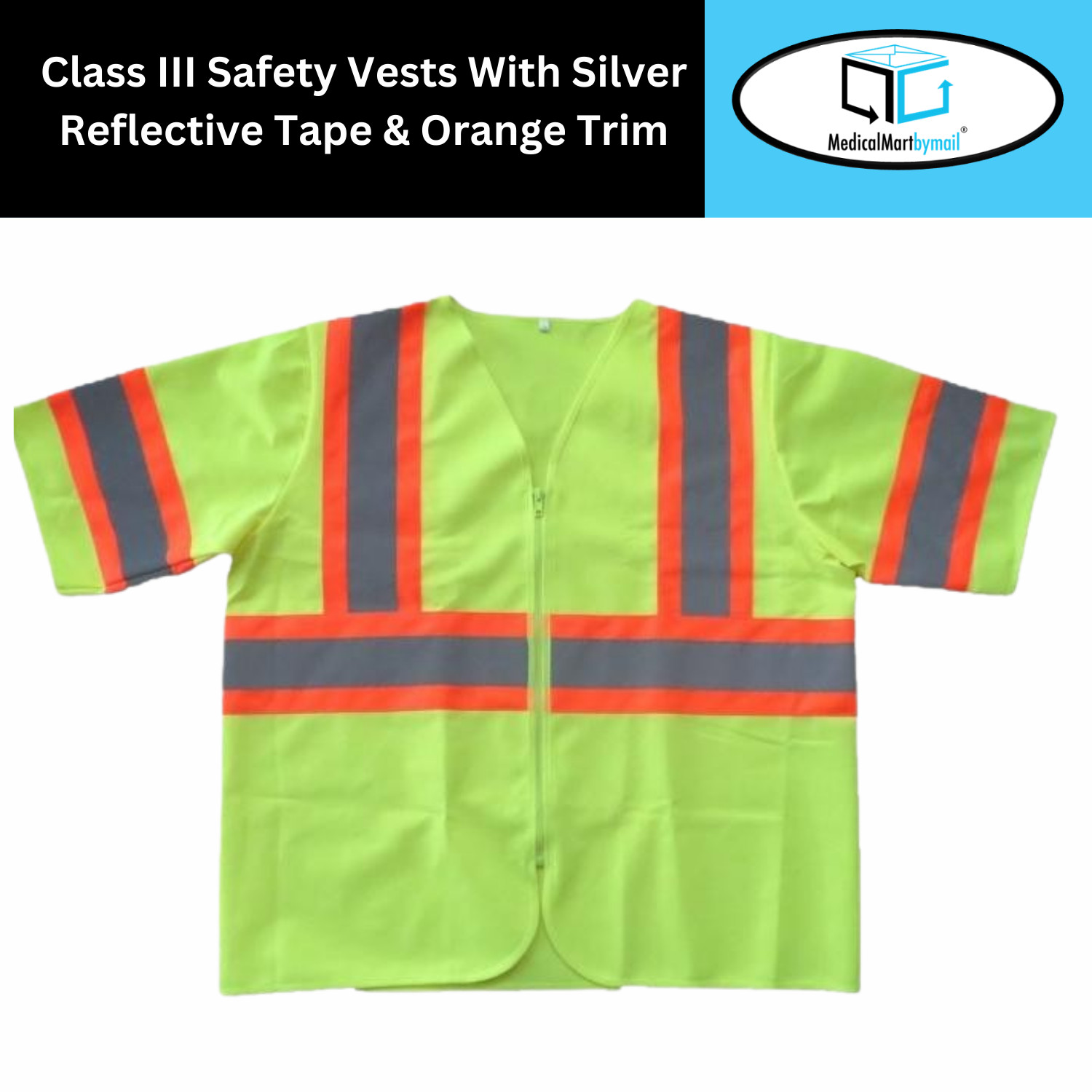 25 Pieces Yellow Safety Vest 2XL High Visibility Reflective ANSI Class 3