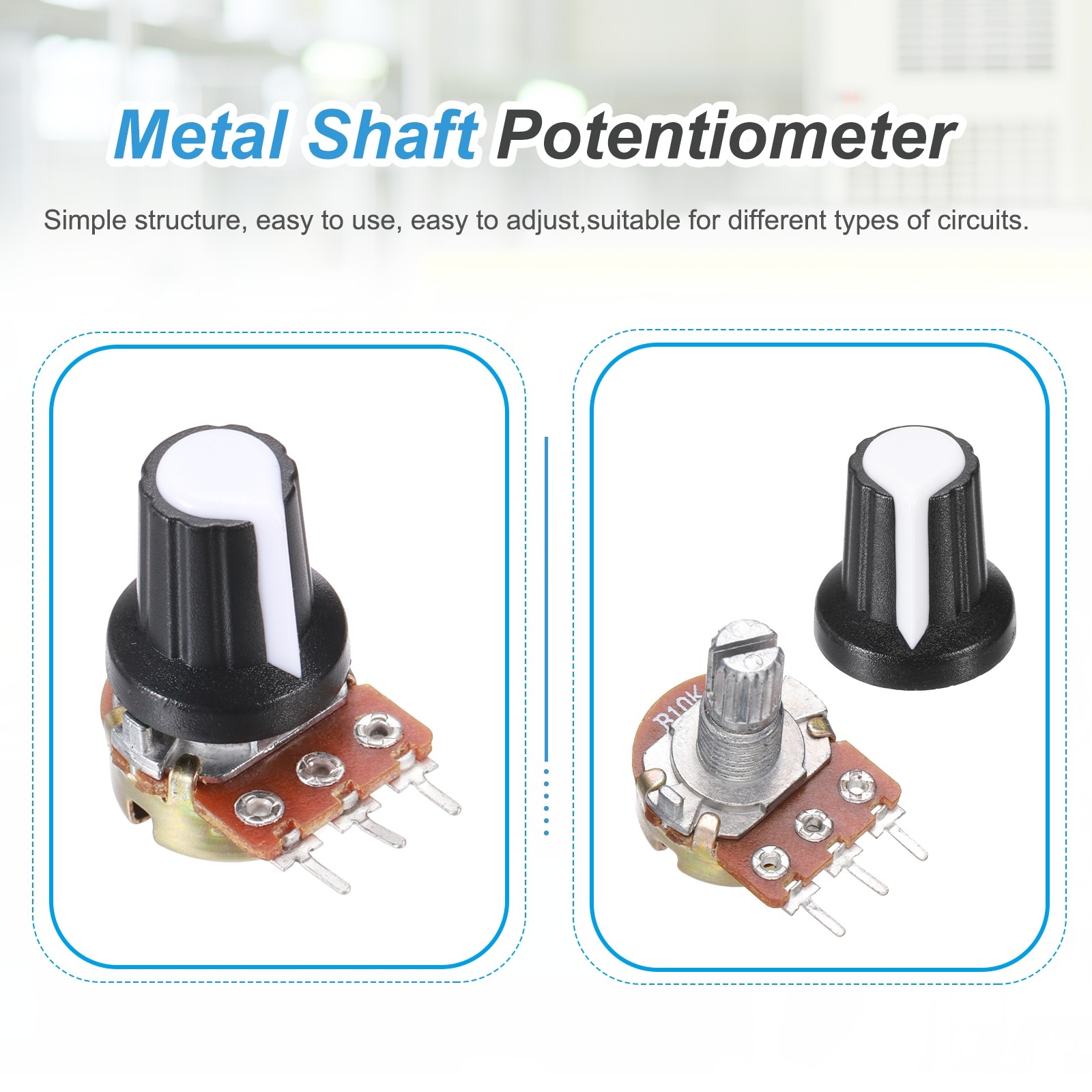 5Pcs WH-148 Potentiometer 3Pins B10K±20% Ohm Variable Resistor with 5 Knobs