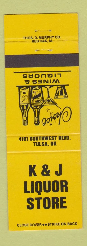 Matchbook Cover - K&J Liquor Store Tulsa OK