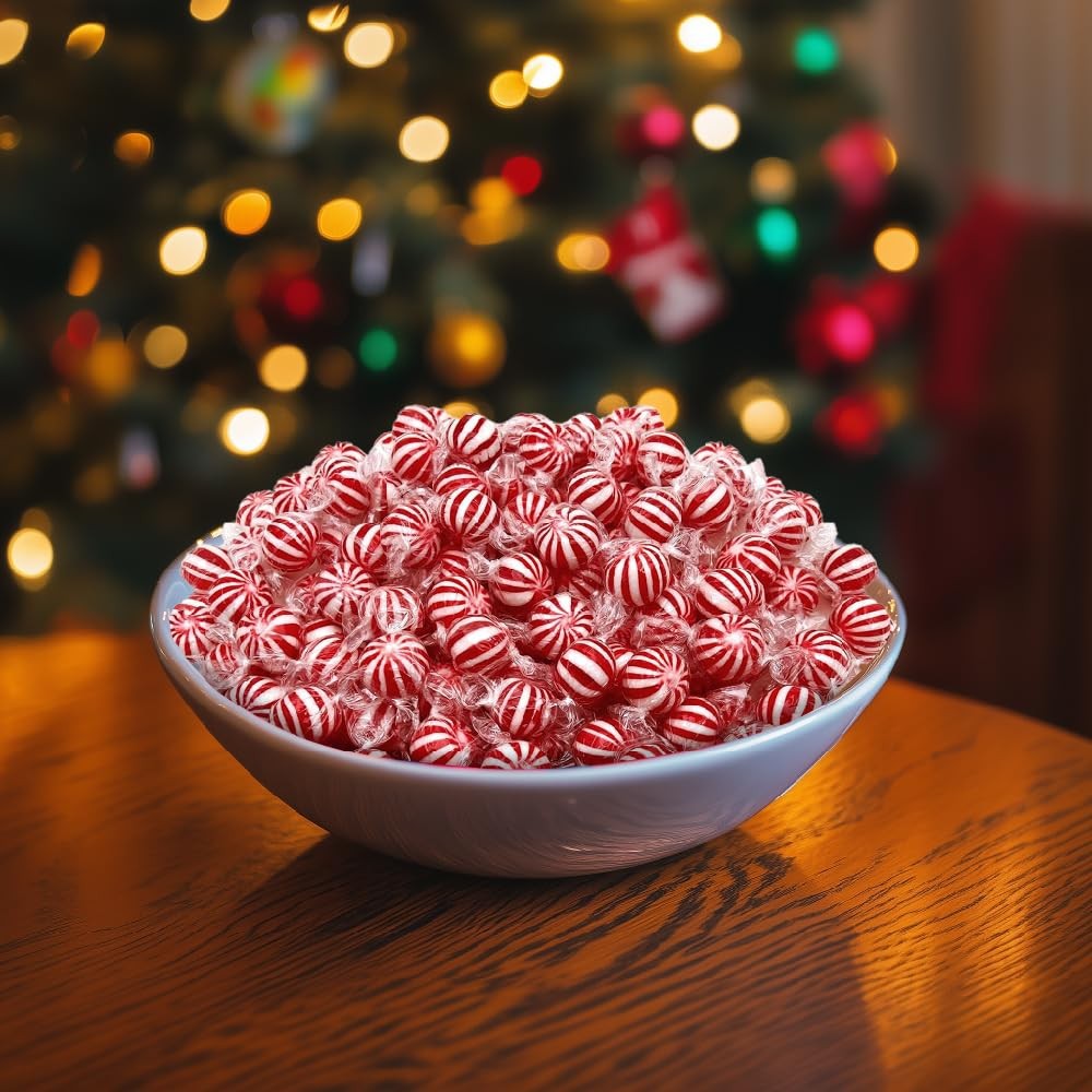Jumbo Mint Balls - 2 lb Bulk Pack - Peppermint Hard Candy - Individually Wrapped