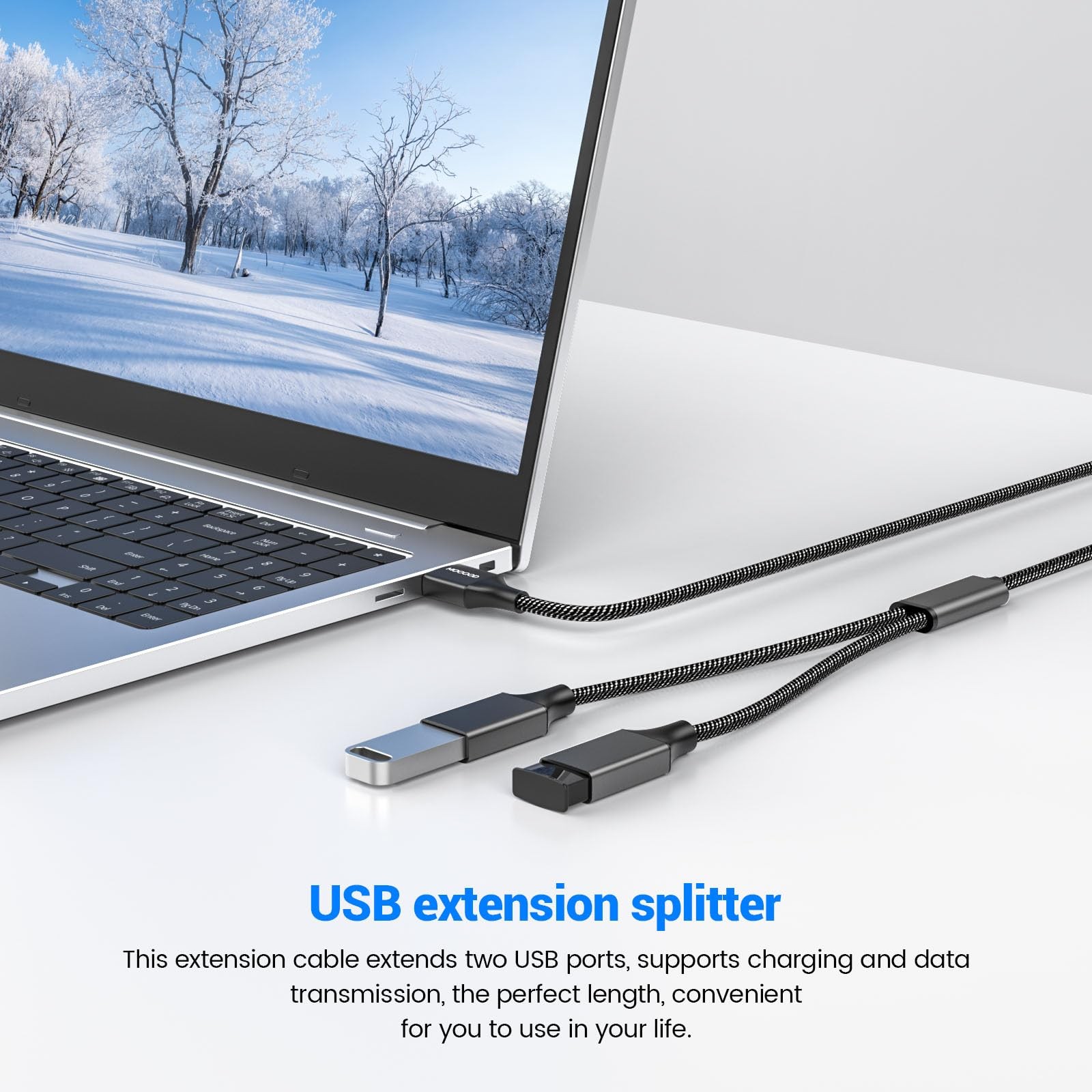 USB Splitter Dual USB Port USB Extension Cable USB Y Splitter USB Power Split...