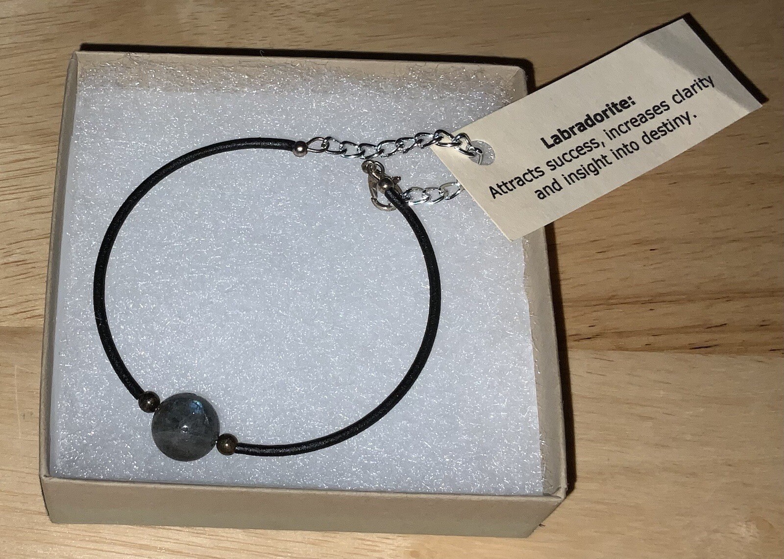 Labradorite Ball Bead, Cord Bracelet