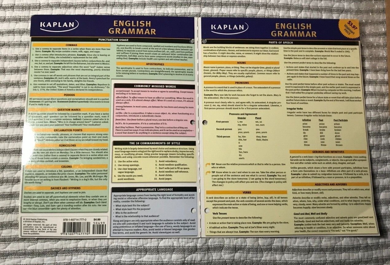 QUICK STUDY ACADEMIC ~LAMINATED ACADEMIC OUTLINES ~ CHOOSE 1 or ALL ~ 1+ SHIP