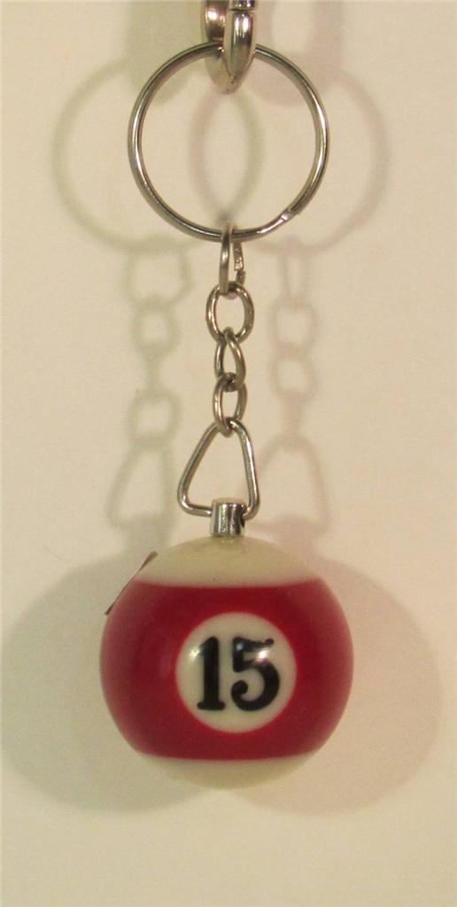 1 Inch Number 15 FIFTEEN Mini Billiard Snooker POOL BALL Key Chain NEW