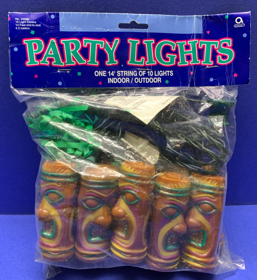TIKI INDOOR OUTDOOR BLOW MOLD PARTY LIGHTS - 14 FT STRING - BRAND NEW!