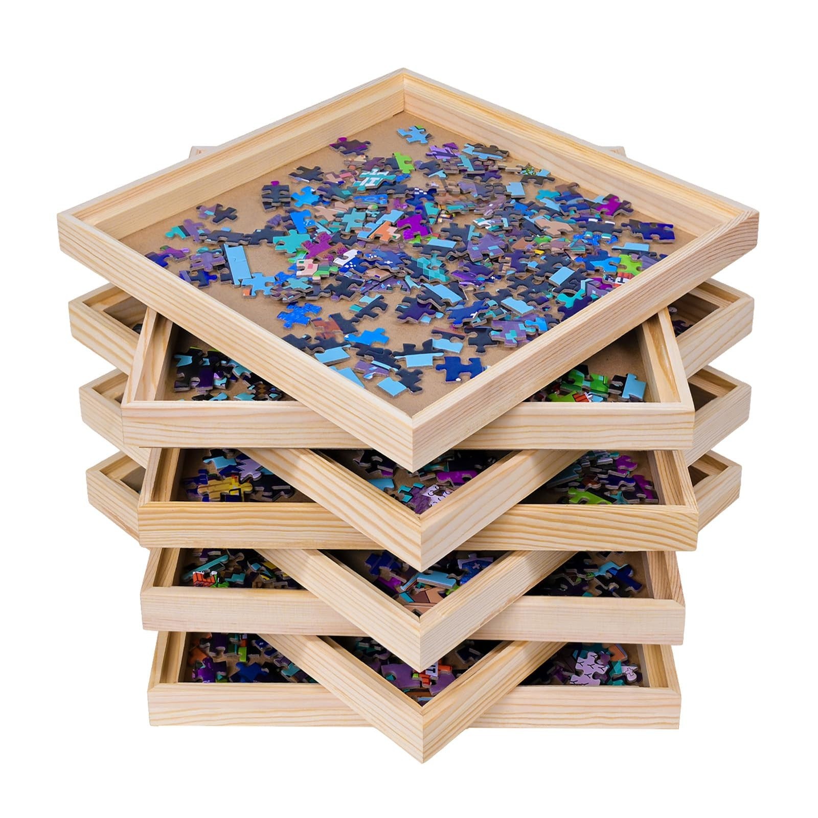8 Pcs Stackable Jigsaw Puzzle Sorting Trays - 12"x12" Easy Storage for 1500-3000