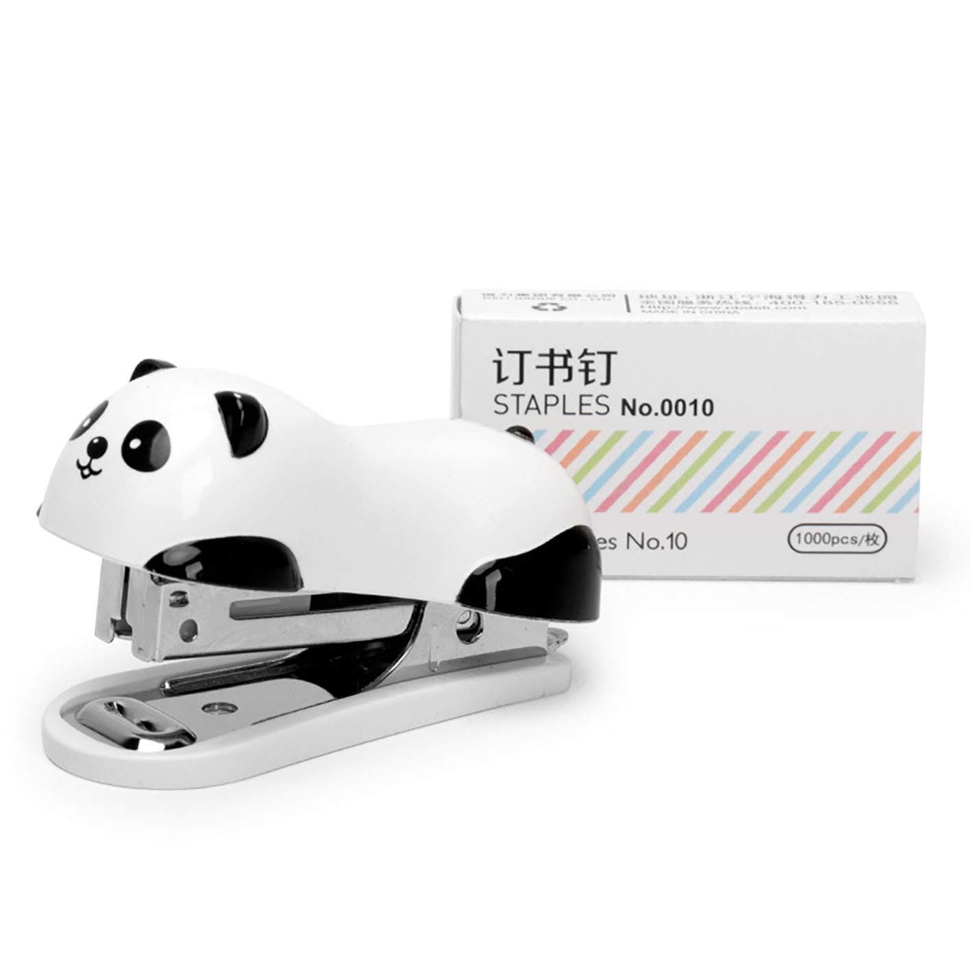1 Pack Mini Panda Desktop Stapler for 10 Sheets Capacity with 1000 Pcs No.10 ...