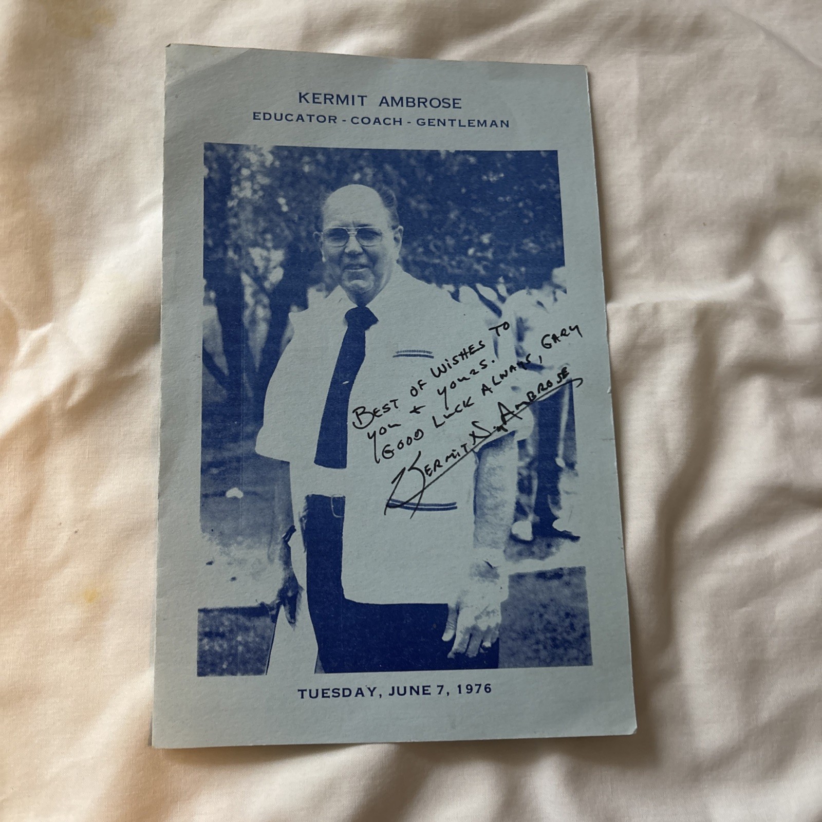 1976 Kermit Ambrose Program Signed Brochure, Educator Coach Gentleman, Detroit