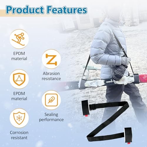 Ski Boot Straps, Adjustable Skis Shoulder Carrier Strap, Ski and Pole Carrier