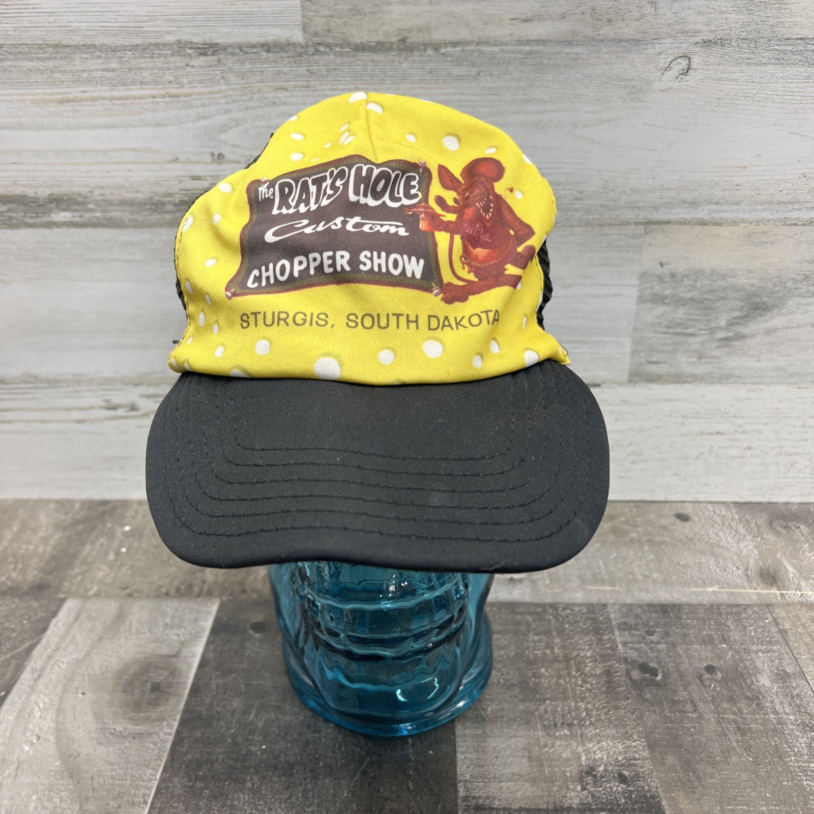 1980s Rat’s Hole Custom Chopper Show Sturgis South Dakota Trucker Hat Rat Fink