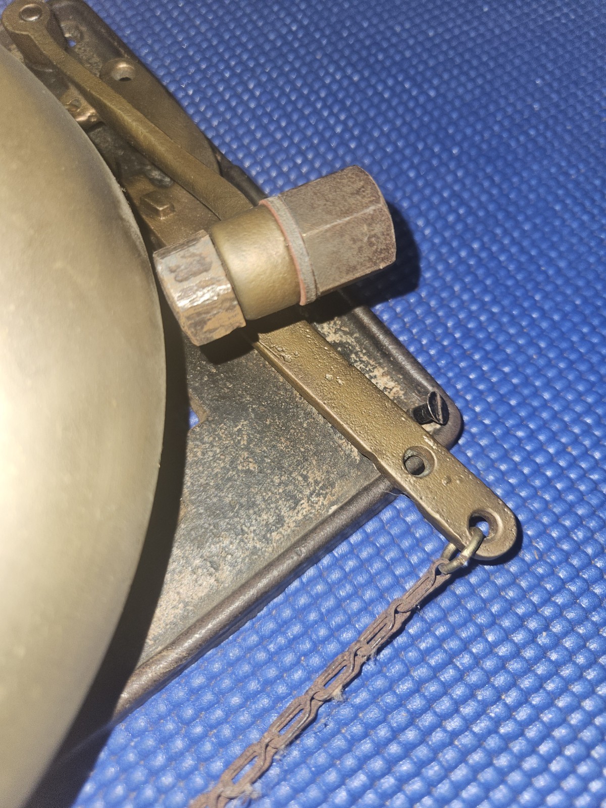 1910s Victorian Mechanical Doorbell Solid Brass Pull Chain Bell w/ Original Key