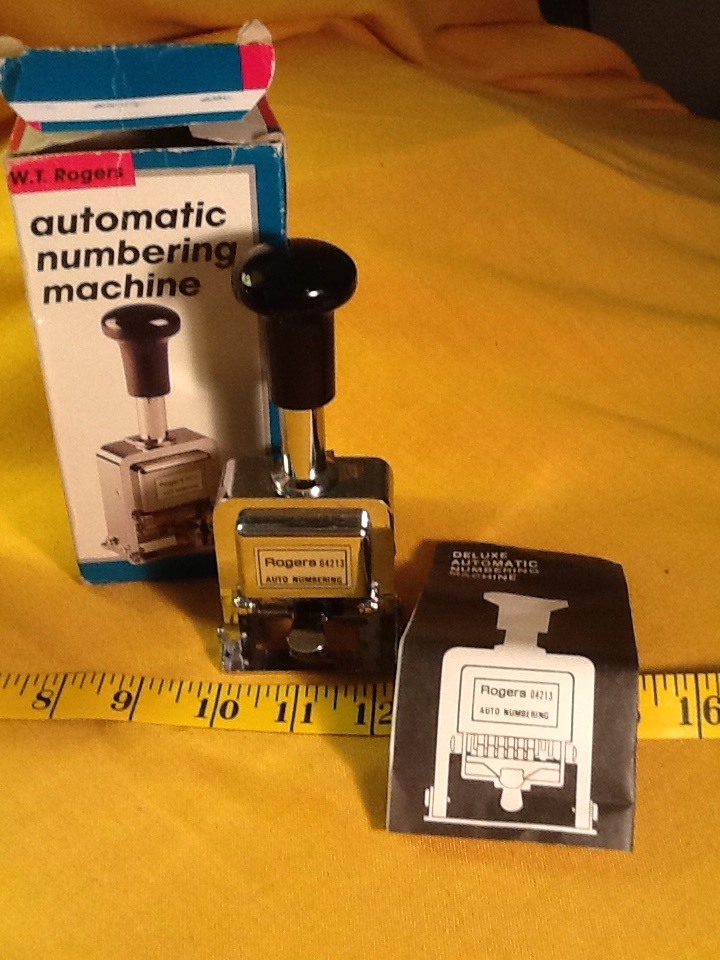 W.T. Rogers Automatic Numbering Machine Model 04213 Vintage