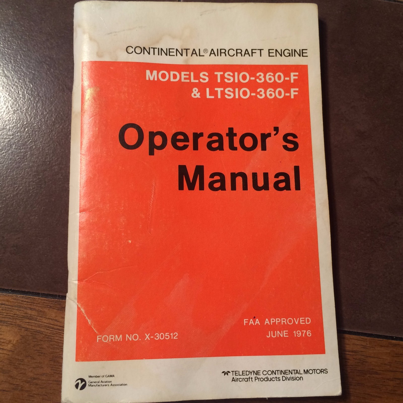 Continental TSIO-360-F & LTSIO-360-F Operator's Manual