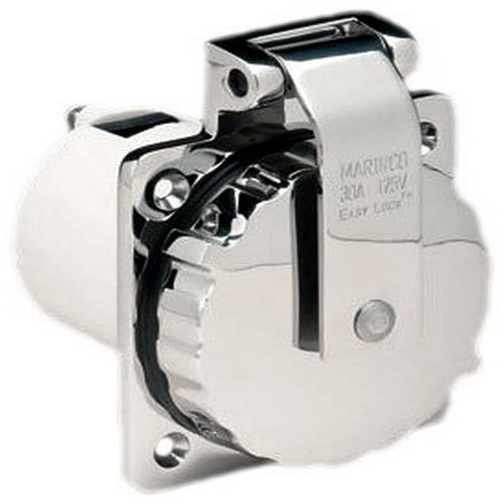 30 Amp 125 Volt Stainless Steel Power Inlet for RV and Boat Heavy Duty Design