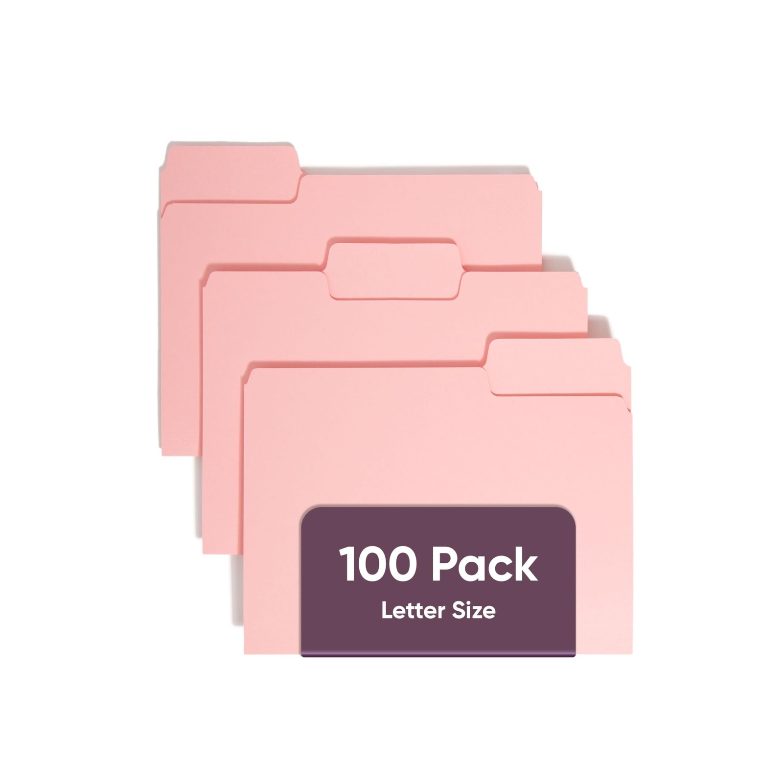 Smead Standard File Folders, 100 Count, Letter Size (1 Box of 100), Pink