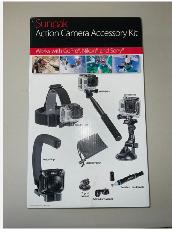 Sunpak Action Camera Accessory Kit GoPro Nikon Sony Accessories Mount(NIB)