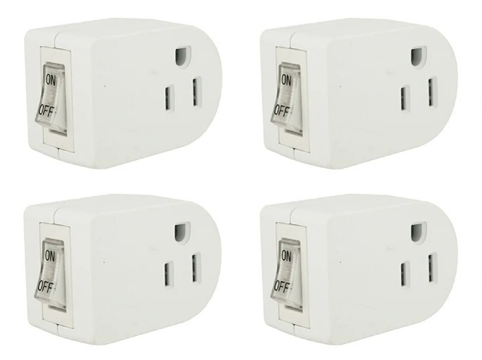 4X Grounded On/Off LIGHTED POWER SWITCH Single AC Wall Plug Electrical Outlet