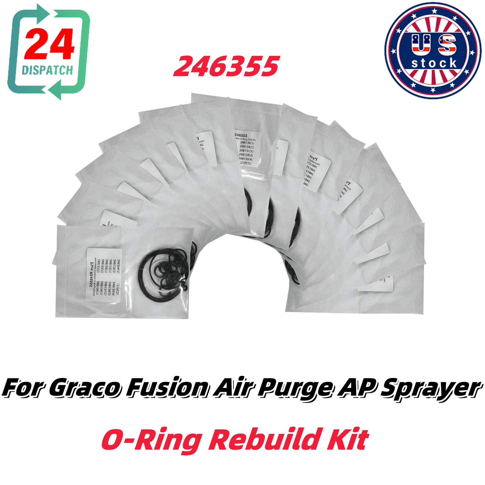US For Graco Fusion 13 xComplete O-Ring Rebuild Kit 246355 Air Purge AP Sprayer