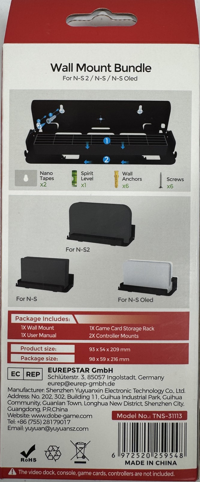 🍀 NIB DOBE Wall Mount Bundle for Nintendo Switch, OLED & Switch 2 - Console 🍀