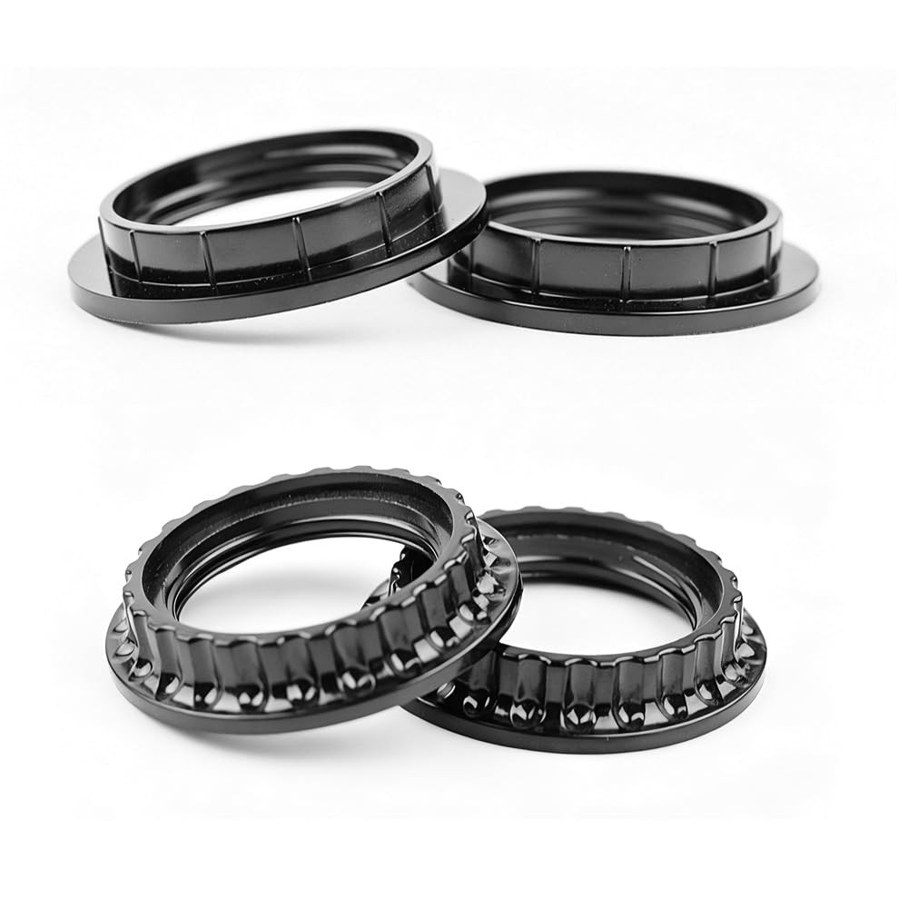 4PCS E26 Light Socket Shade Rings Collar Rings, 2 Assorted 34mm+37mm, Black
