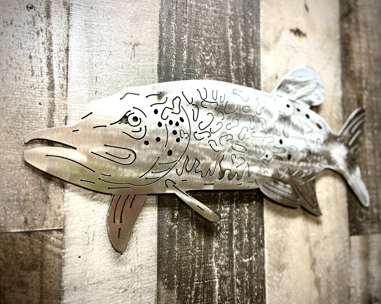 Northern Pike Metal Wall Art, Fishing Decor