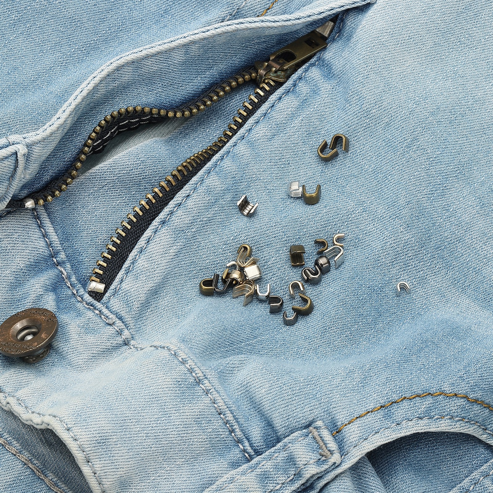 Zipper Slider Retainers [50pcs] - #5 U Shape Top Stoppers - [Silver]