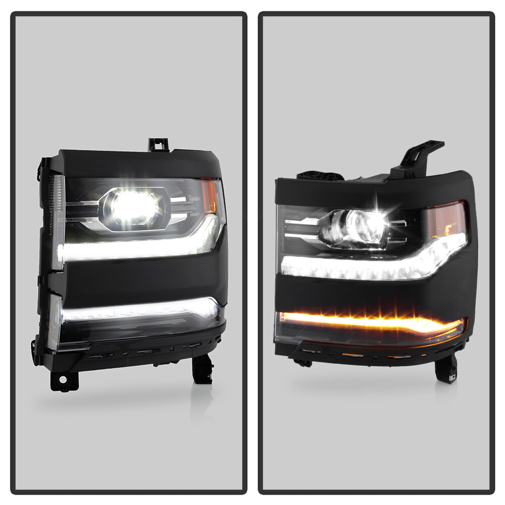 FULL LED 2016-18 Chevy Silverado 1500 Type DRL Projector Headlights SET (Primed)
