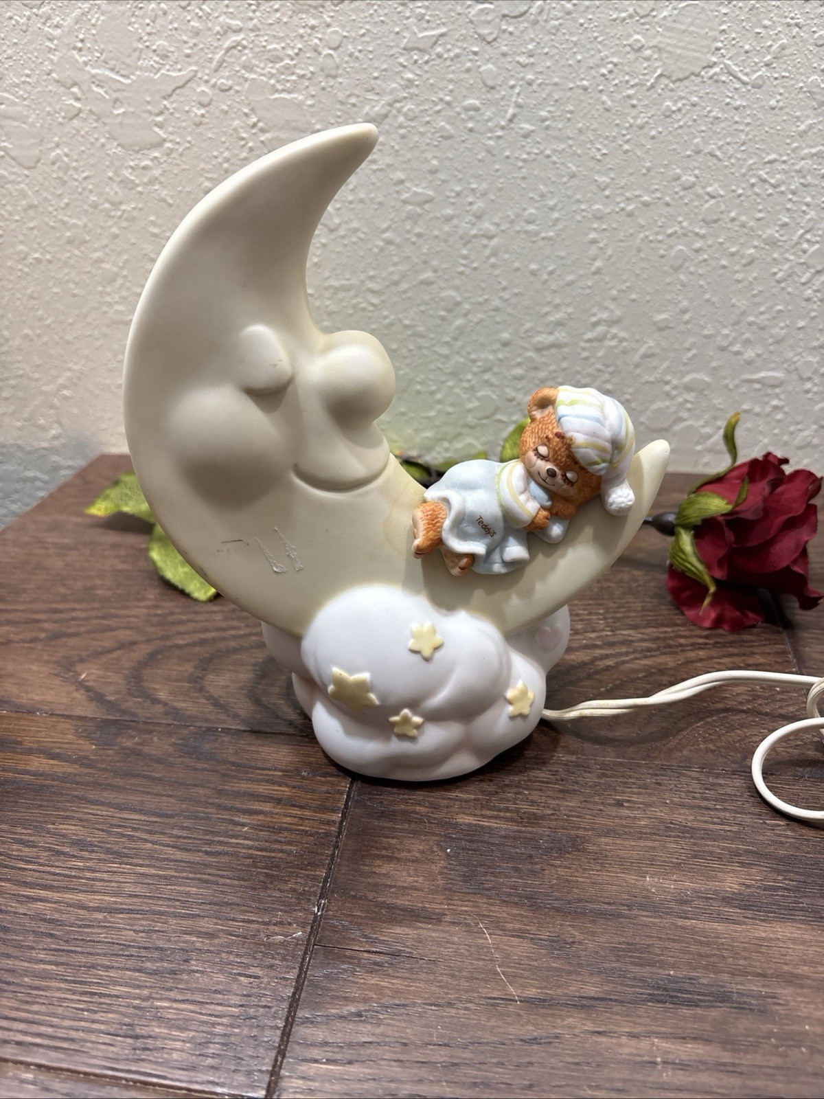 Vtg ENESCO Teddy Beddy Bear Bedtime Night Light Table Lamp -1982 - WORKS!