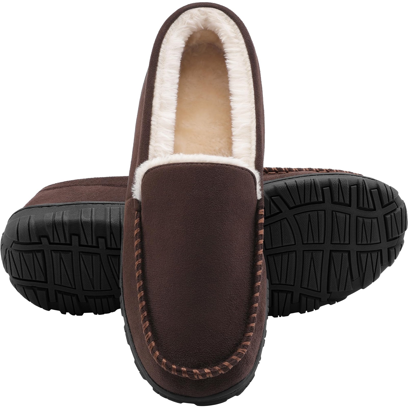 shoeslocker Men Slippers Indoor Outdoor Anti-Slip Slippers for Men Warm Plush...