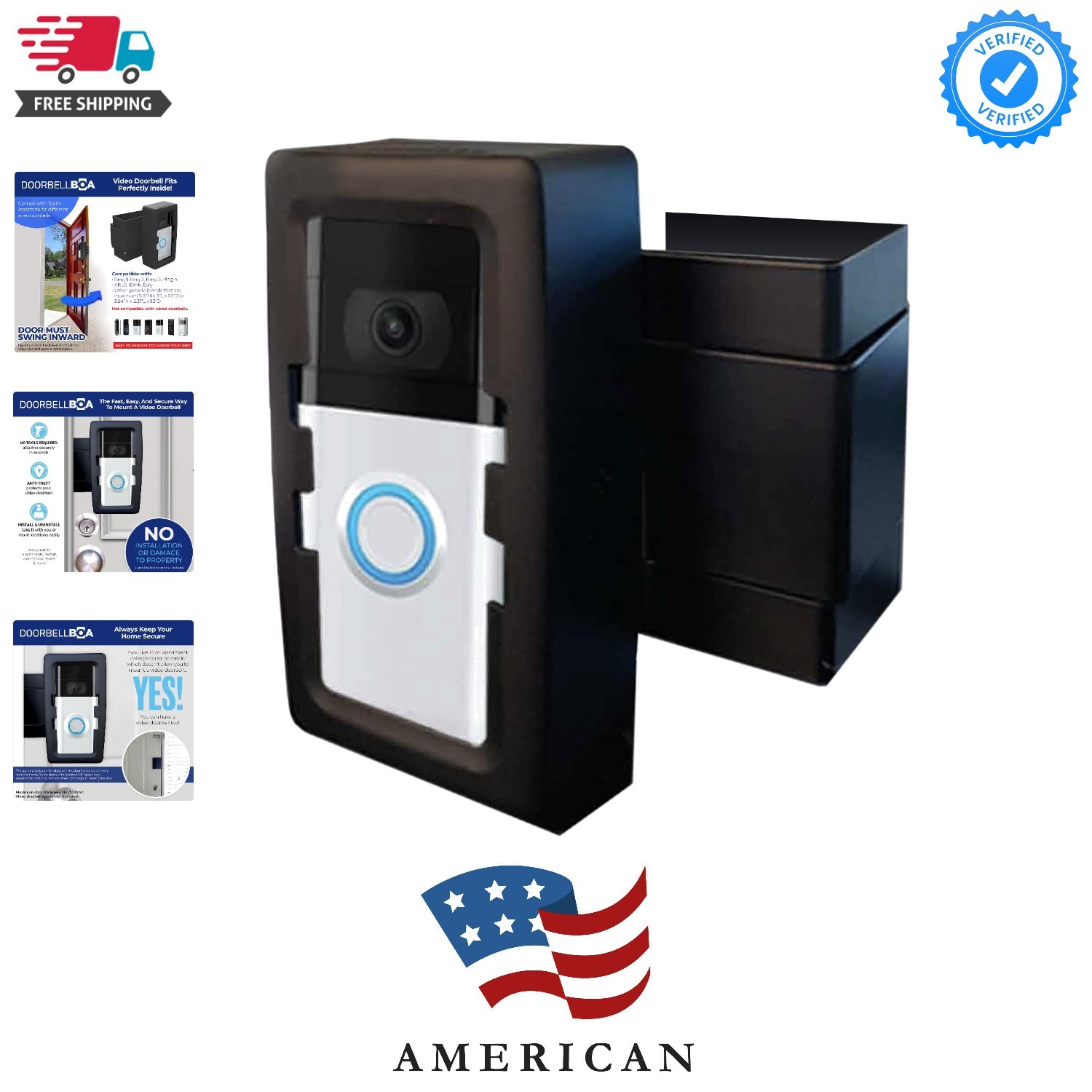 Anti-Theft Video Doorbell Door Mount, No Tools or Installation, Mounts Secure...