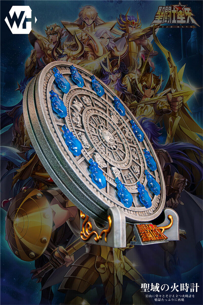 Saint Seiya Fire Clock Statue Resin WH Studio Model Lights Wall Hanging 30cm