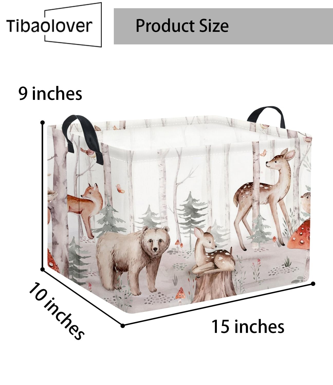 Rectangular Woodland Animal Basket Kids Baby Storage Basket Cute Storage Bin ...