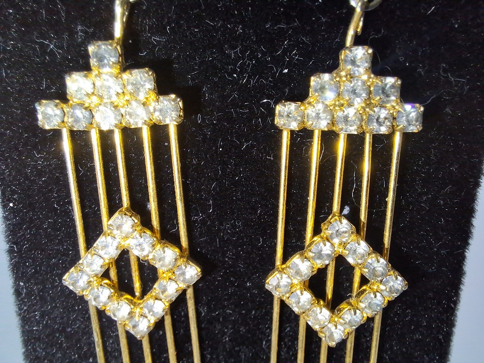 Stunning Goldtone Crystal Dangle Post Earrings