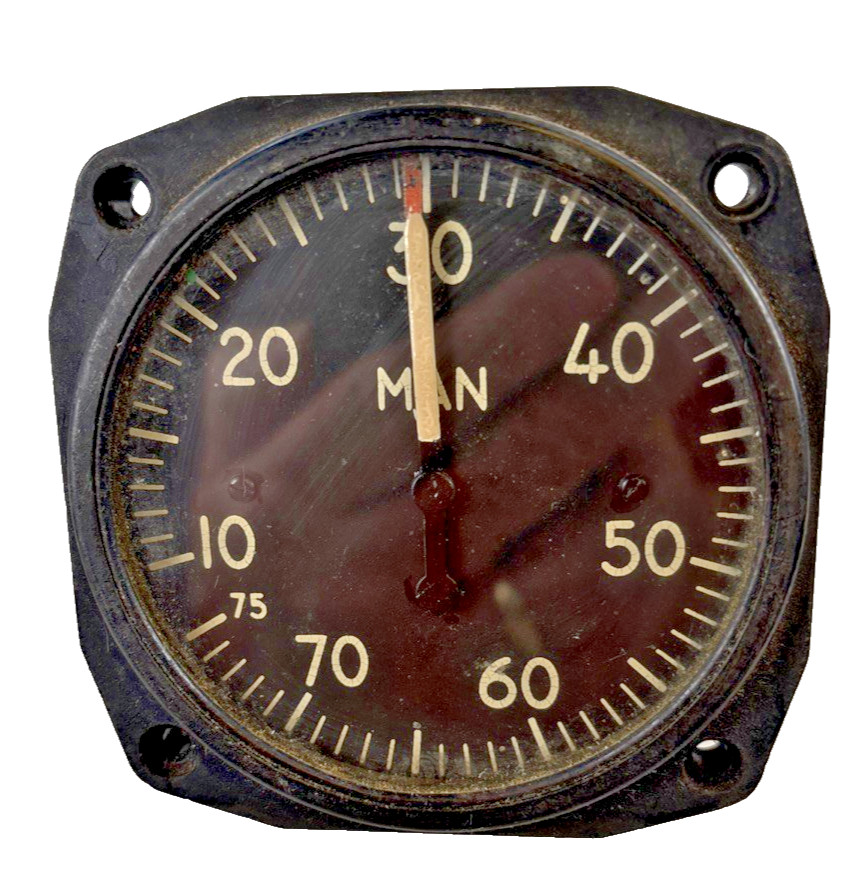 Vintage Aviation Manifold Pressure Gauge Manning Maxwell and Moore