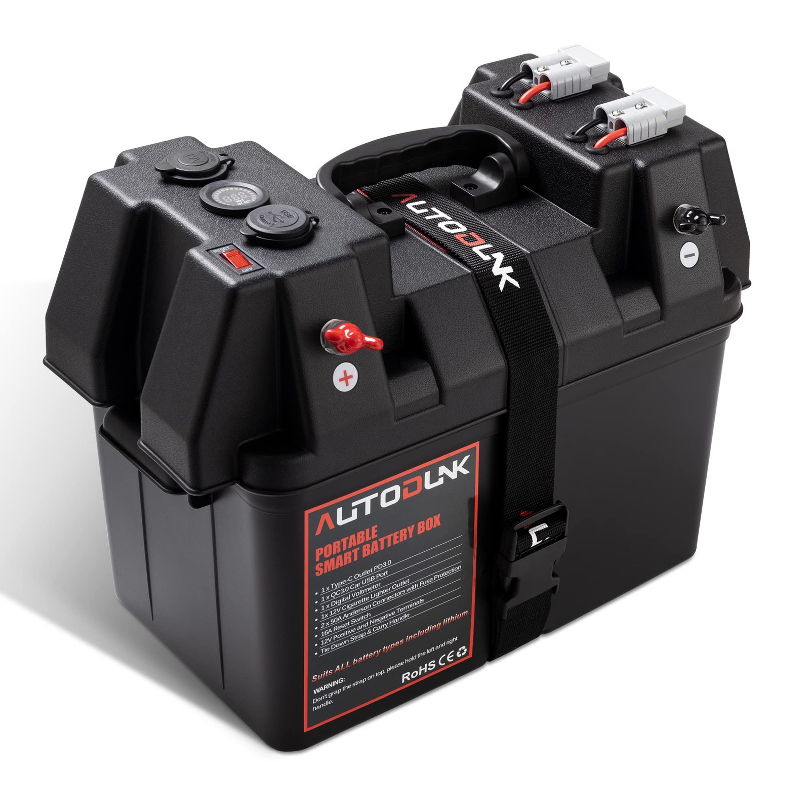 AutoDunk Smart Battery Box 12V - with QC3.0 /PD Type-C Port/CIG large