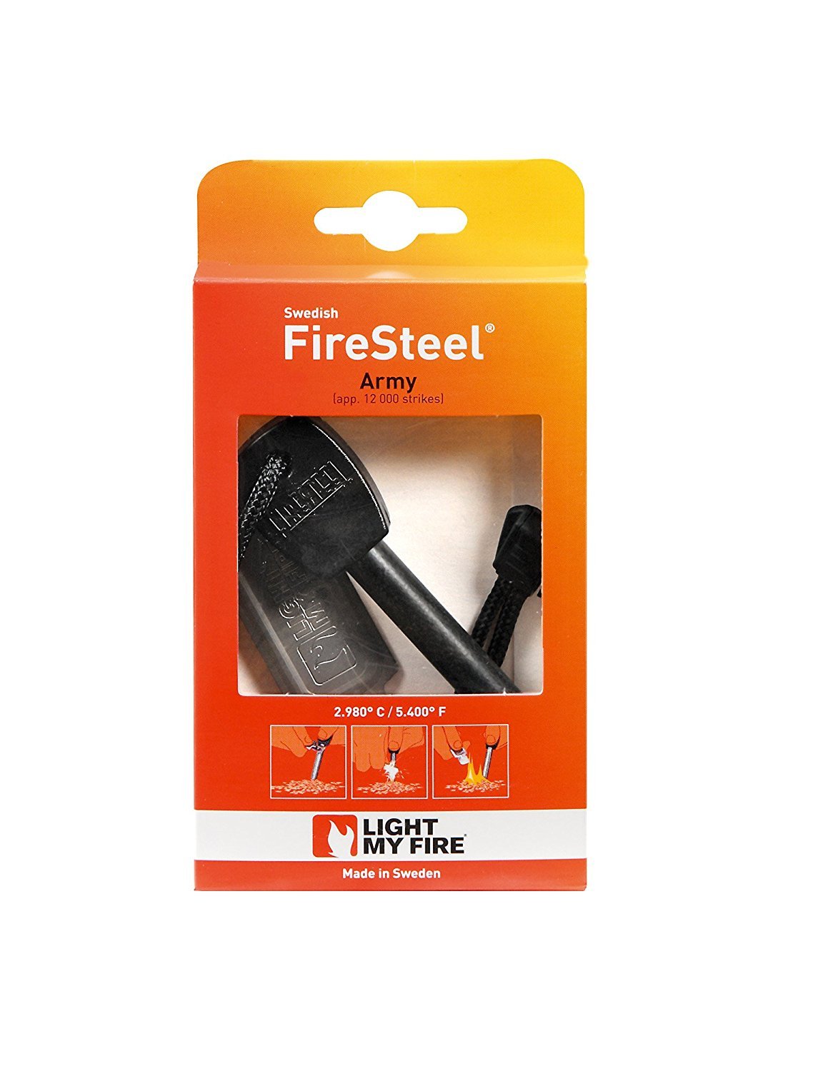 Light My Fire Swedish Original FireSteel Army 12,000 Strike Fire Starter Black