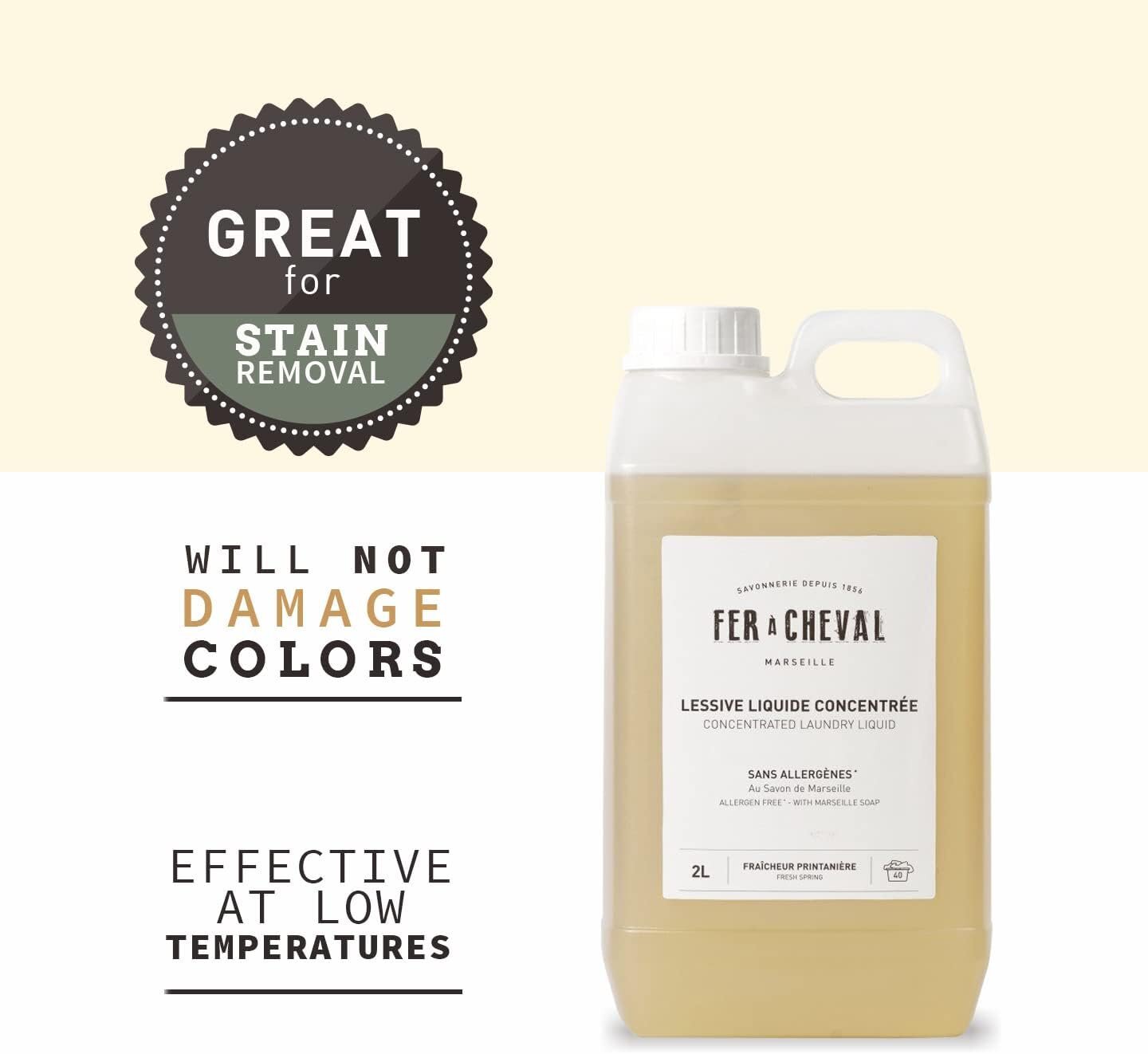 Fer à Cheval Concentrated Laundry Liquid, Allergen Free with Marseille Soap...