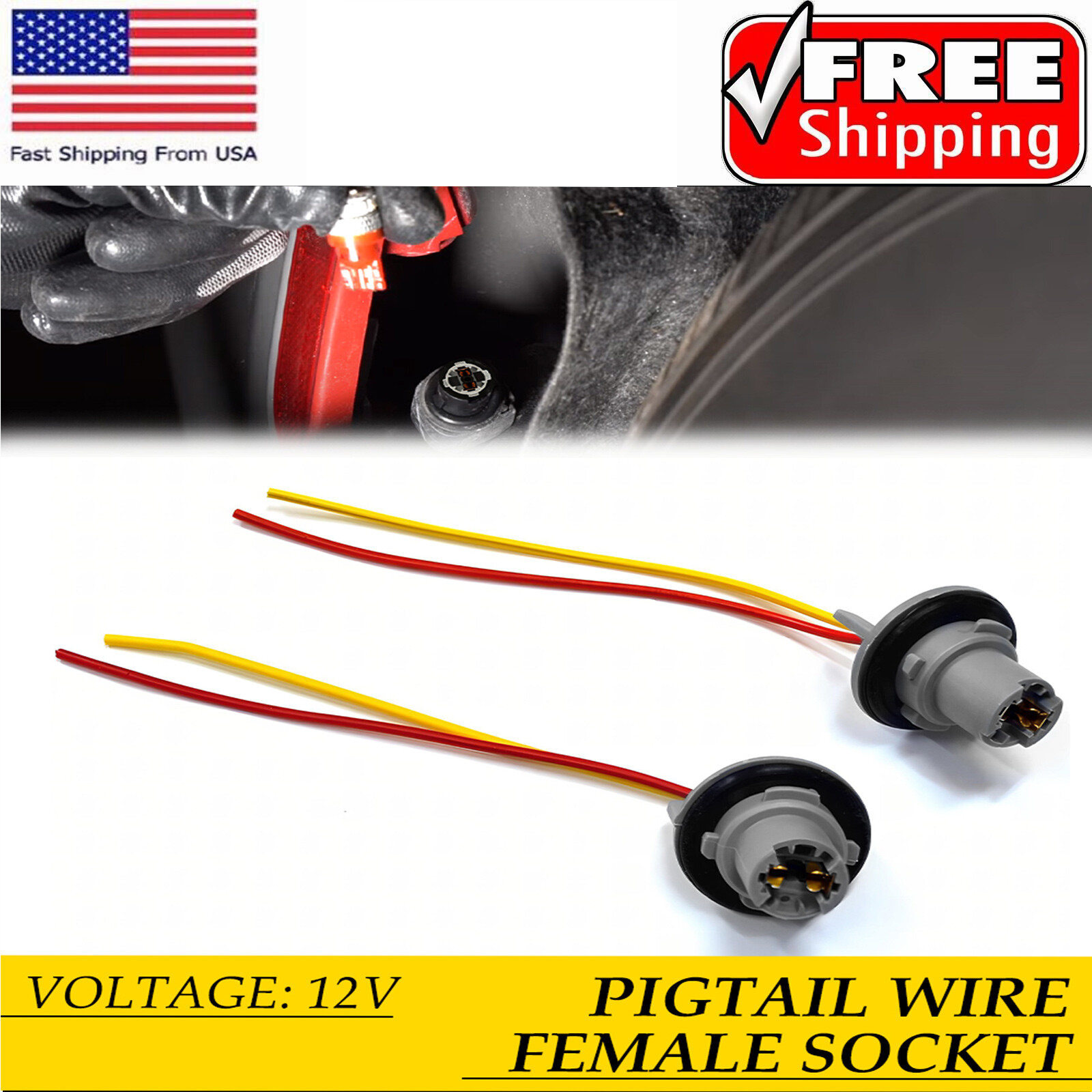 Two Harness Side Marker Light Plug Repair Socket Wire Pigtail Female 194 168