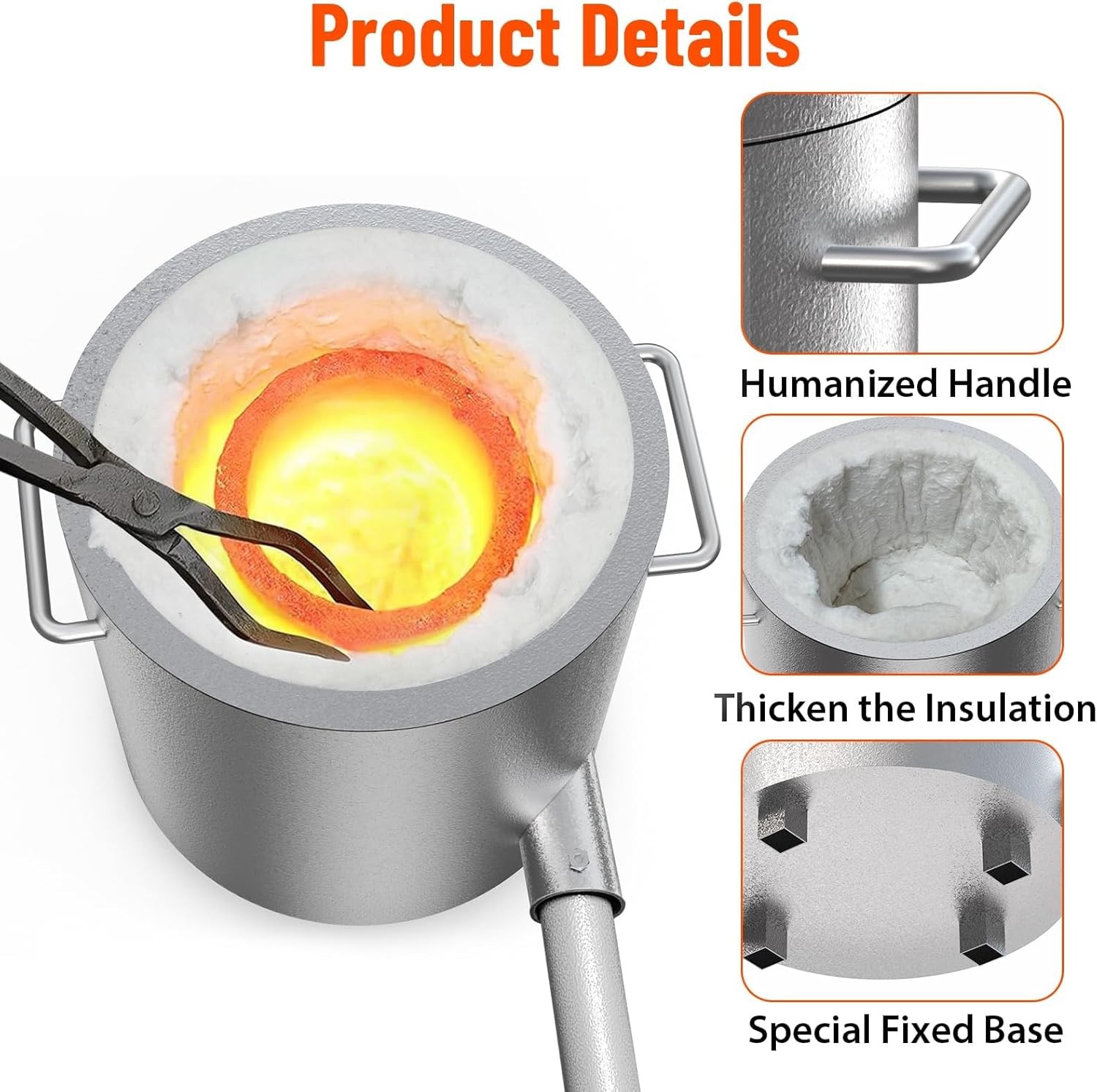 6KG Propan Melting Furnaces Kit w/ Crucible & Tongs Scrap Metal Forges 2700℉ US