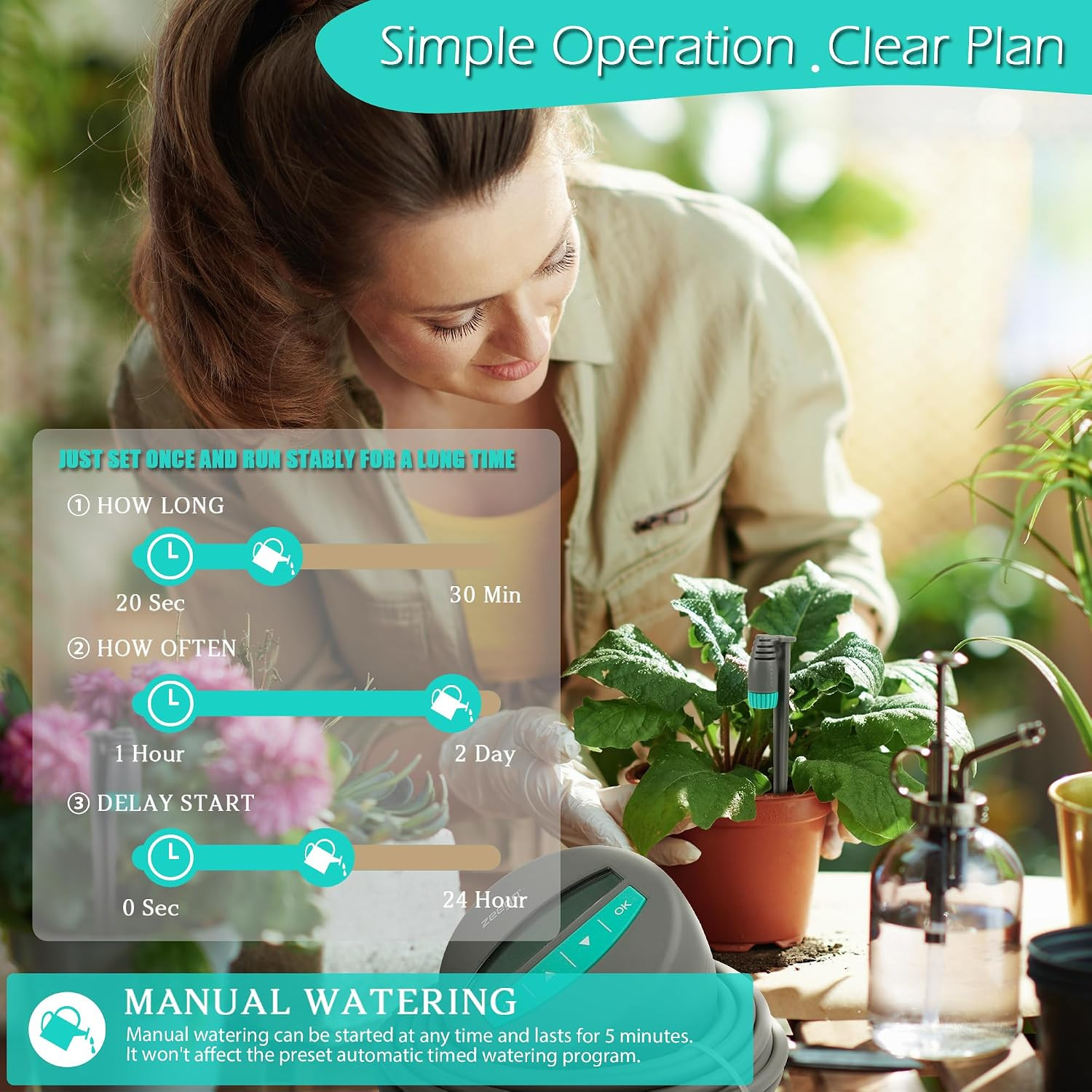 Automatic Drip Irrigation Kit with Digital Programmable Water Timer