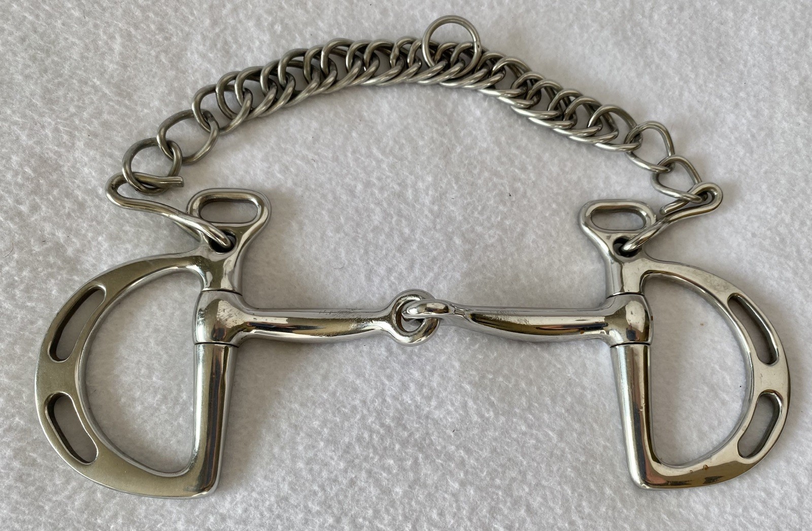 Korsteel 5" Jointed Mouth KIMBERWICK Snaffle BIT With CHAIN~Show~Train~NICE COND