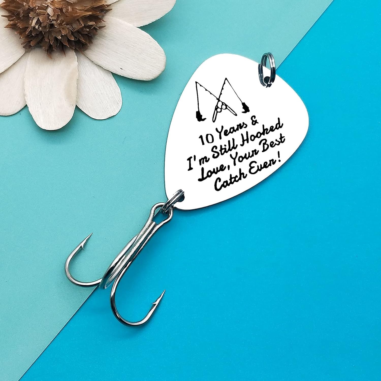 10th Anniversary Hook Gifts for Him Her 10 Years Medium, Silver