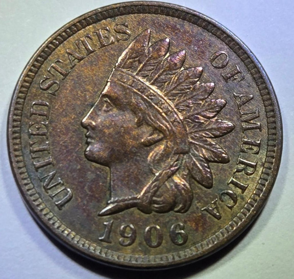 1906 Indian Head Penny EYE CATCHING TONING